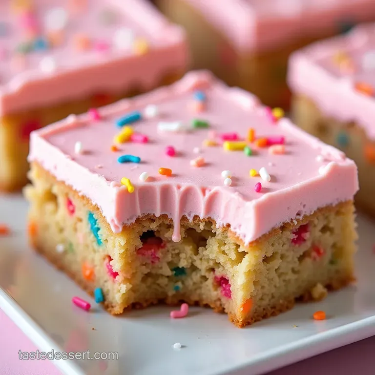 The Ultimate Confetti Carnival Chewy Funfetti Sugar Cookie Bars with Classic Pink Frosting