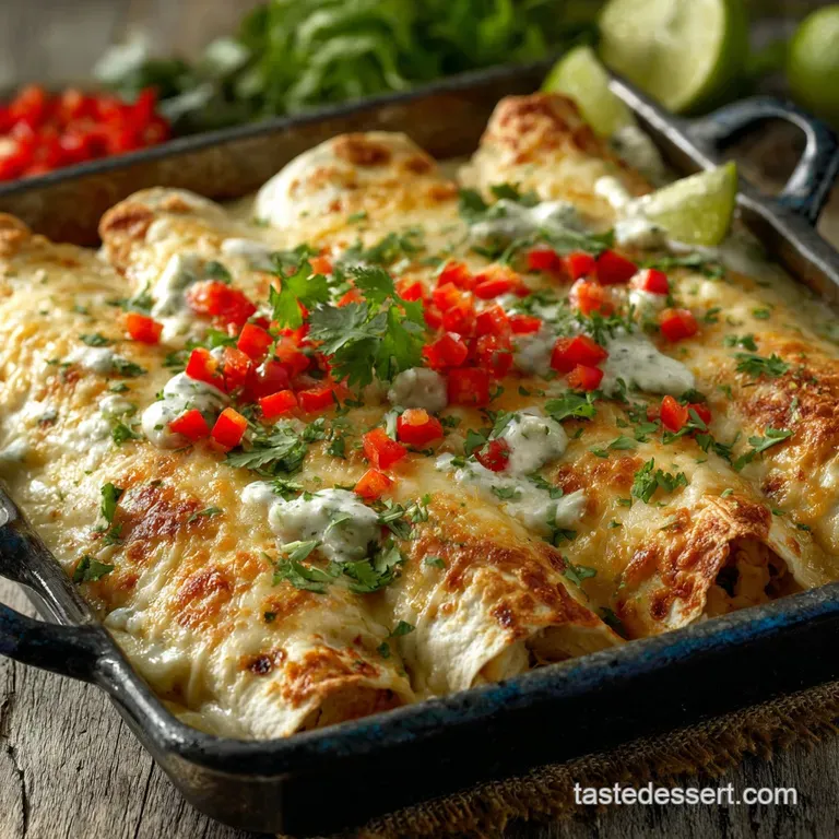 Chicken and White Bean Enchiladas with Creamy Sals: the Ultimate Weeknight Comfort Bake presentation