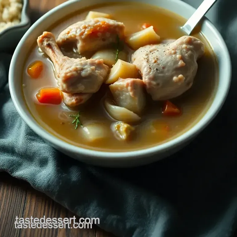 Chicken Carcass to Comfort: Hearty Homemade Soup presentation