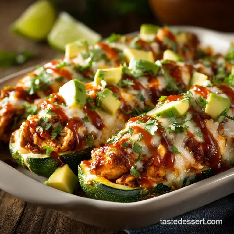 Chicken Enchilada Stuffed Zucchini Boats: Low-Carb Weeknight Fiesta presentation