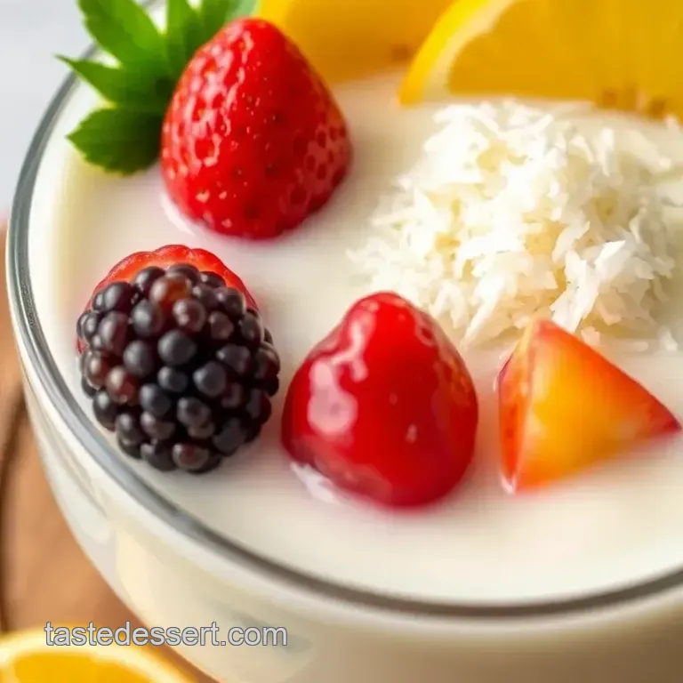 Chill Aloe Vera Dessert Foco with Fresh Fruits: A Refreshing Tropical Delight presentation