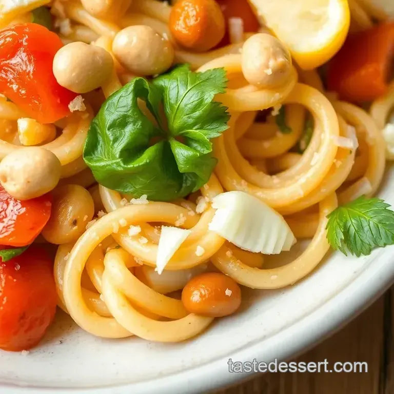 Chilled Pasta with Peanuts and Veggies presentation