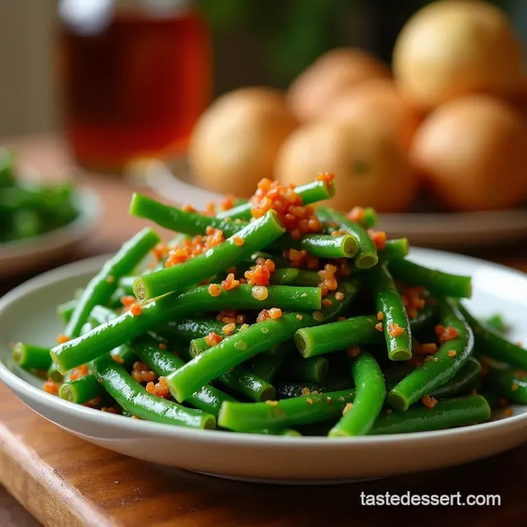 Chinese Takeoutstyle Garlic Green Beans presentation