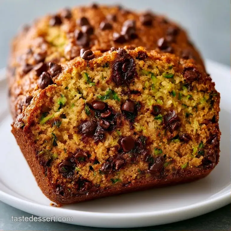 A thick slice of dark, spiced cake studded with chocolate chips served on a white ceramic plate with a linen napkin