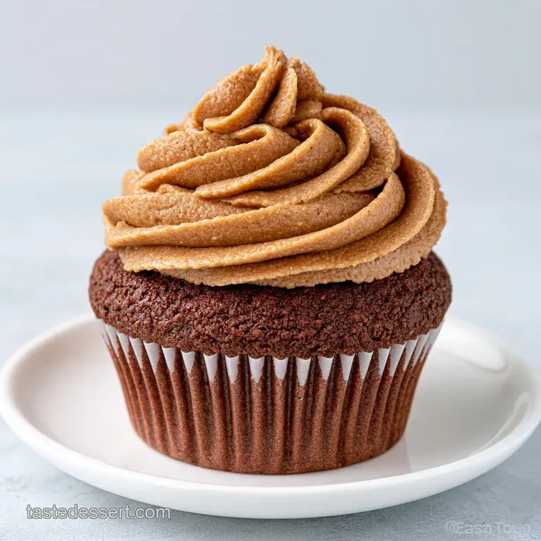 Three dark chocolate cakes on a slate platter, topped with glossy swirls of frosting and a sprinkle of cocoa powder.
