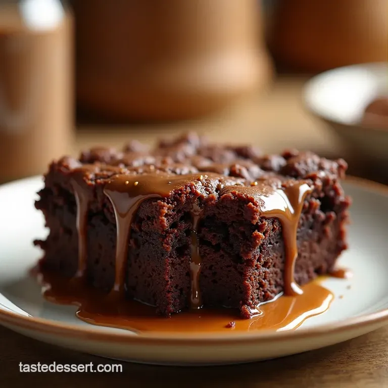 Chocolate Fudge Dump Cake Lazy Bakers Delight presentation