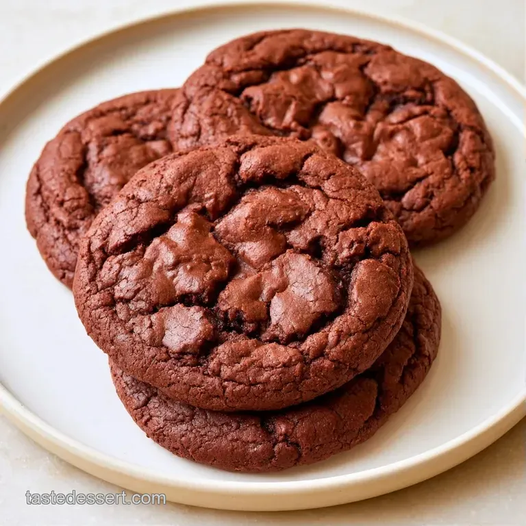 A stack of dark chocolate treats on a white ceramic plate, dusted with powdered sugar and a mint leaf.