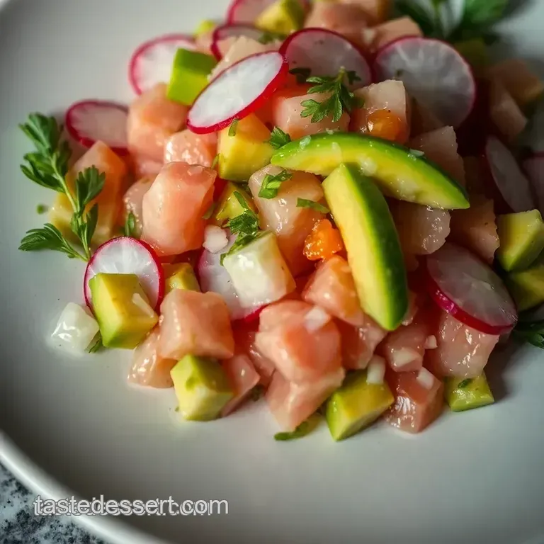 Citrus-Infused Crudo with Avocado and Radish presentation