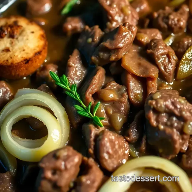 Classic Pub-Style Liver and Onions presentation
