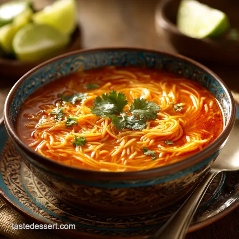 Sopa De Fideo: Classic Toasted Tomato Noodle Soup presentation