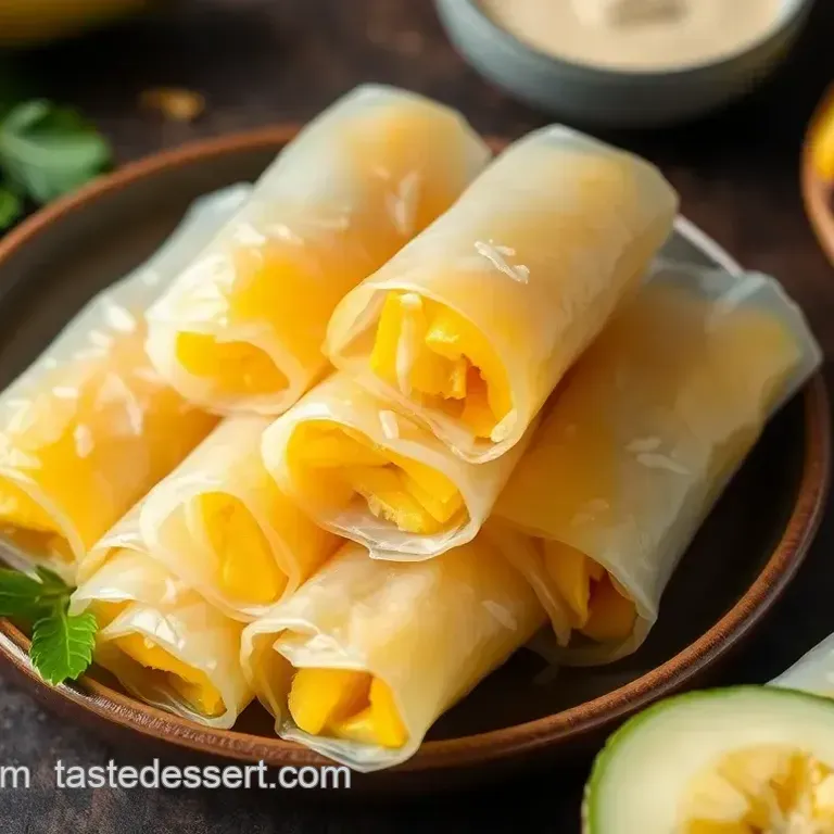 Dessert with Rice Paper: Easy Coconut Mango Rolls with Dipping Sauce!