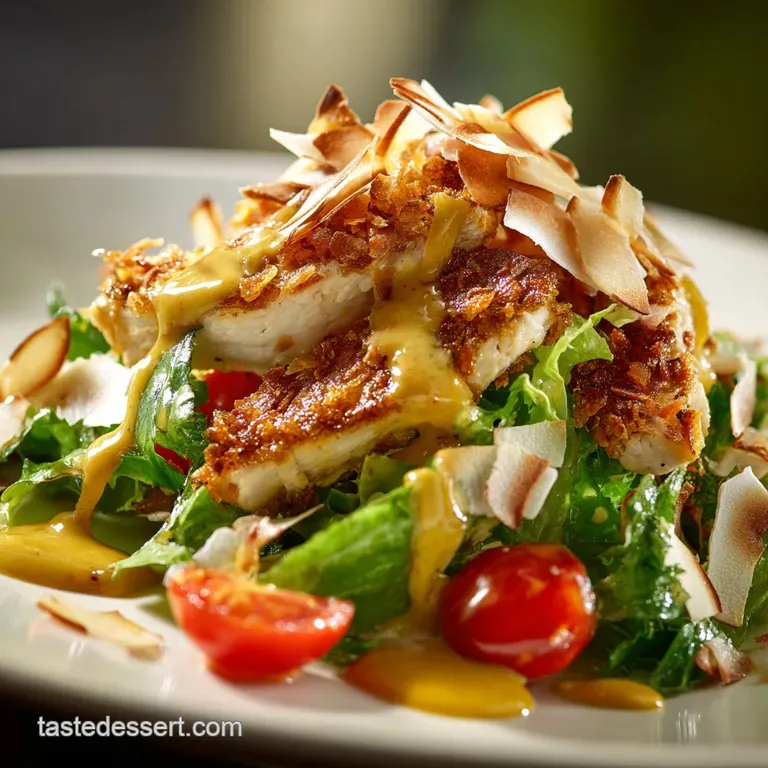 Coconut Chicken Salad with Warm Honey Mustard Vina: the Ultimate Crispy Summer Showstopper presentation