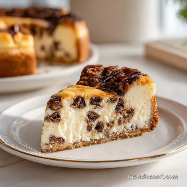 A stack of warm, golden-brown cookies glistening with melted chocolate, artfully arranged on a white plate.