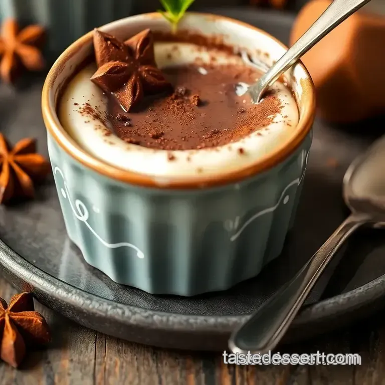 Copper-Infused Spiced Chocolate Pots de Crème presentation