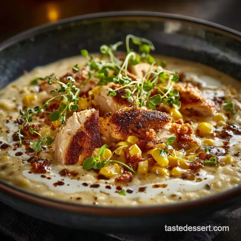 Corn Chicken Chowder Hearty Smoked Chicken and Sweetcorn Bowl presentation