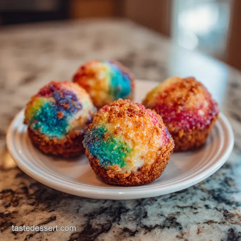 Crispy Cotton Candy Cheesecake Bombs