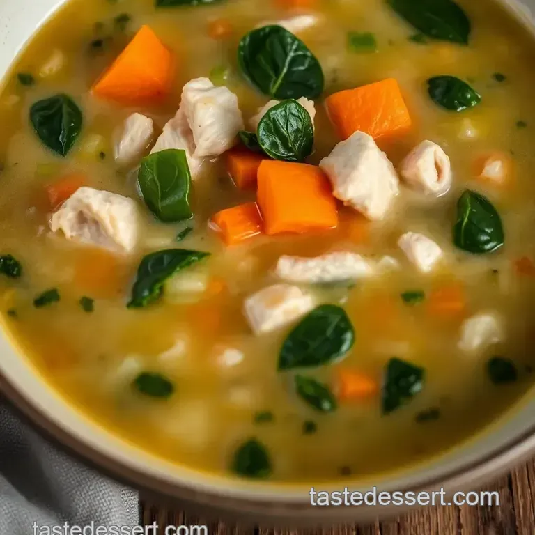 Cozy Chicken and Spinach Soup presentation