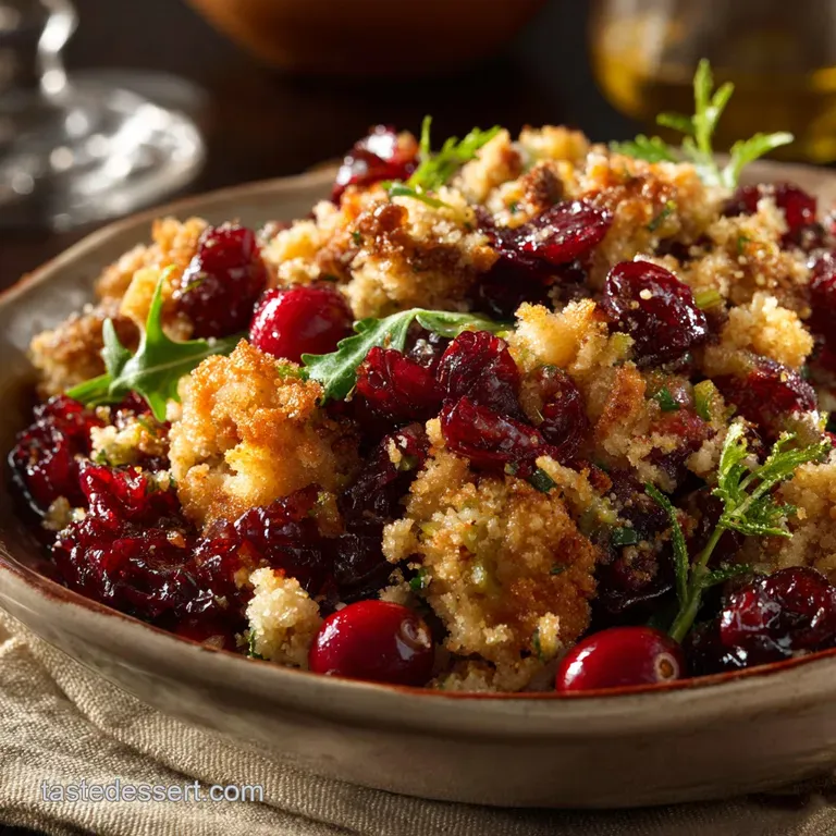 Thanksgiving Salad with Brown Butter Crumble Cranberry Vinaigrette presentation