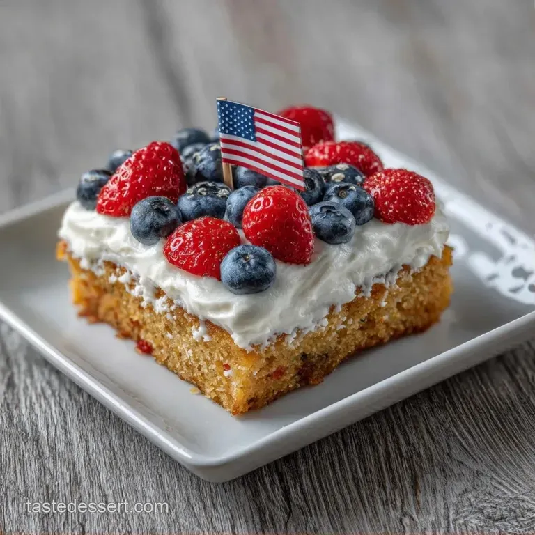 A precise slice of layered cake with creamy white filling and bright berry toppings on a clean white porcelain plate.