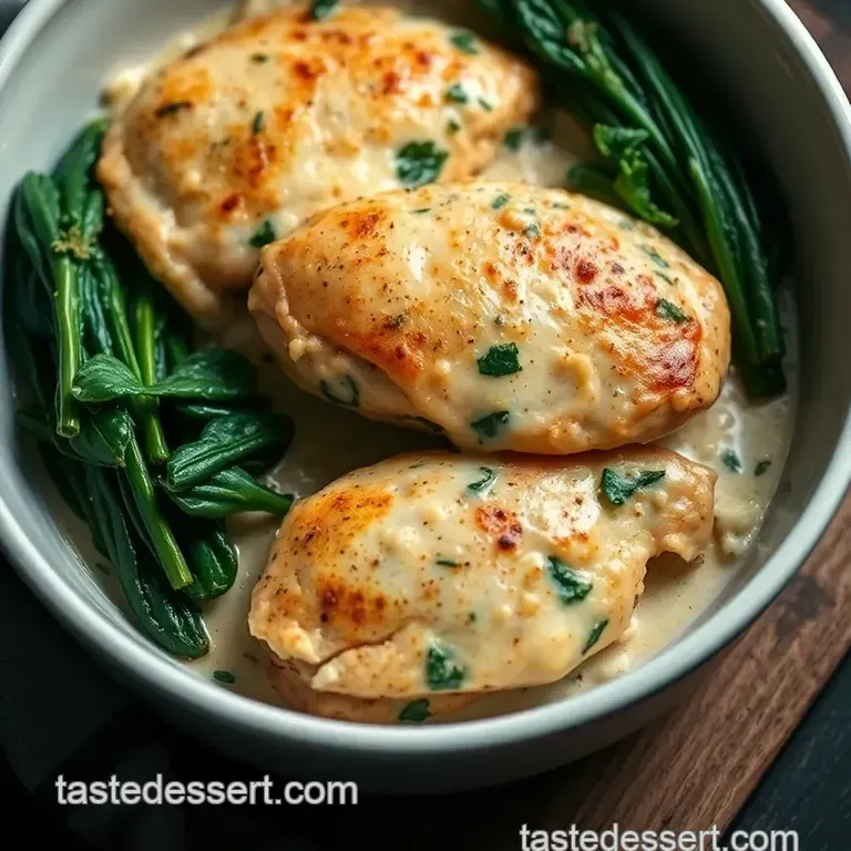 Creamy Artichoke &amp Spinach Dip-Stuffed Chicken Breast presentation