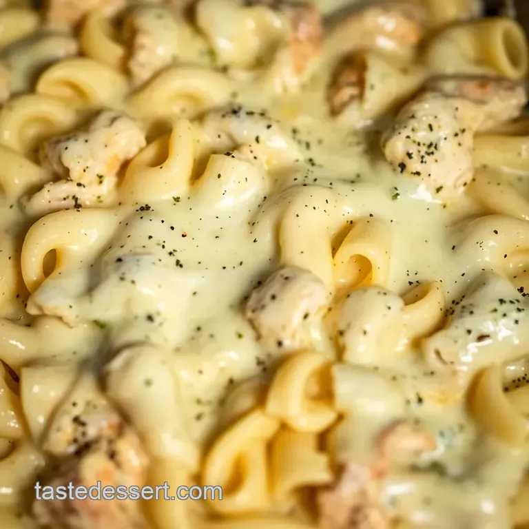Creamy Chicken Alfredo Casserole Delight presentation
