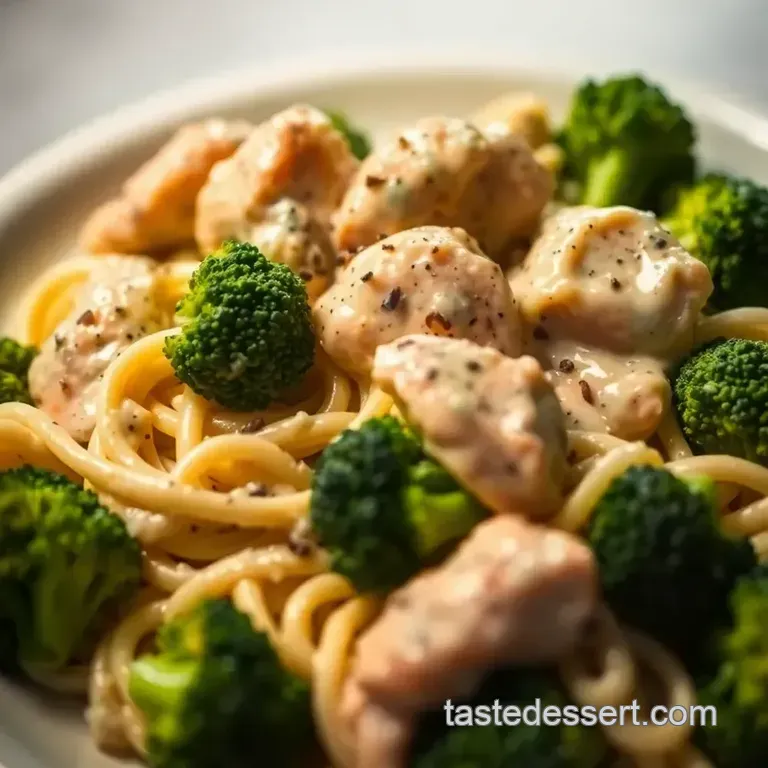 Creamy Chicken Alfredo with Broccoli presentation