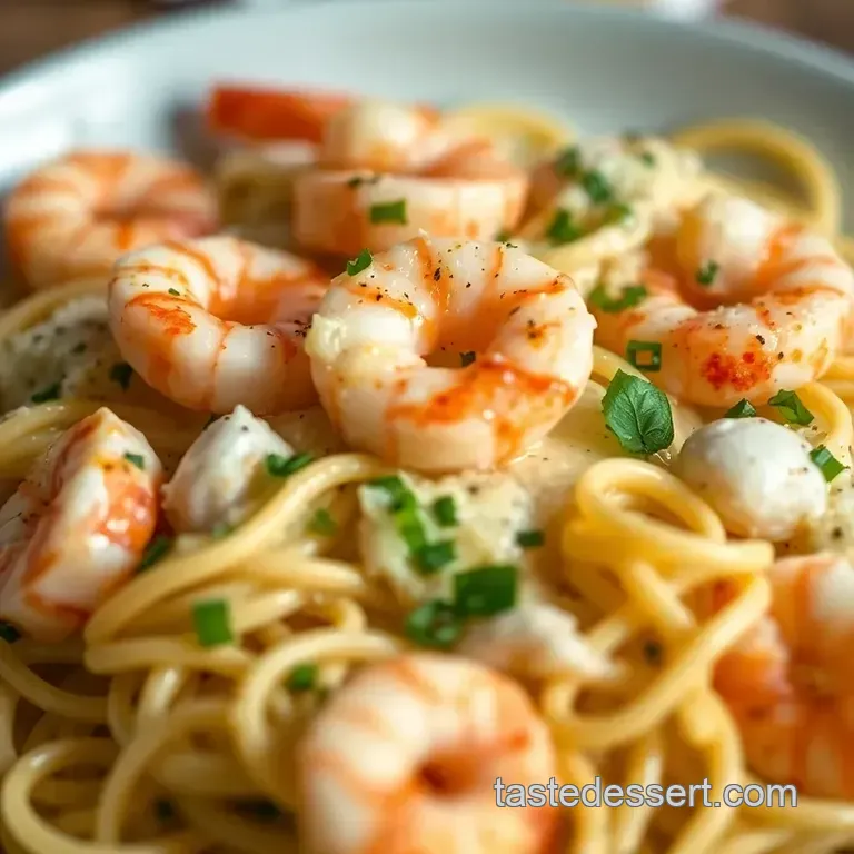 Creamy Dreamy Shrimp Linguine Alfredo presentation