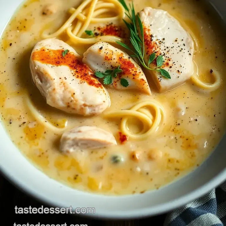 Creamy Lemon Chicken Noodle Soup presentation