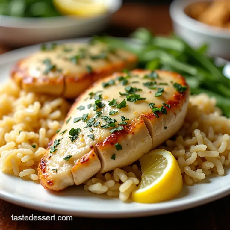 Creamy Lemon Herb Oven Baked Chicken and Rice Easy