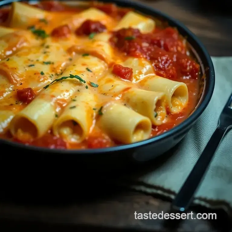 Creamy Ricotta and Spinach Stuffed Manicotti presentation