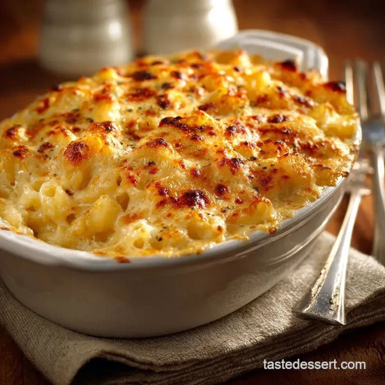 Baked Macaroni and Cheese a Proper Indulgence with Smooth Mornay Sauce presentation