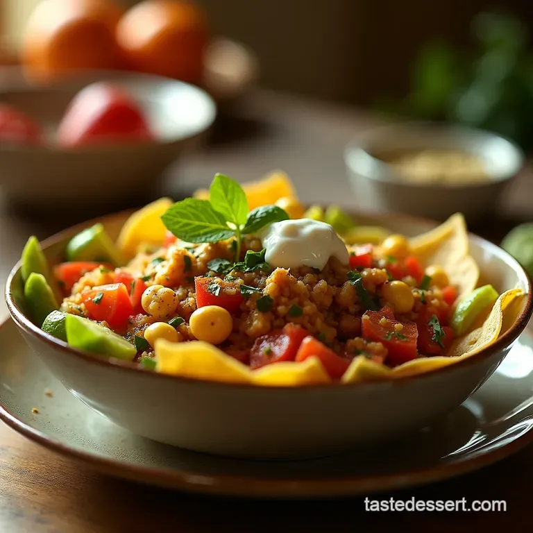 The Proper Fiesta Bowl Crisp Taco Salad with Tangy CuminLime Dressing presentation