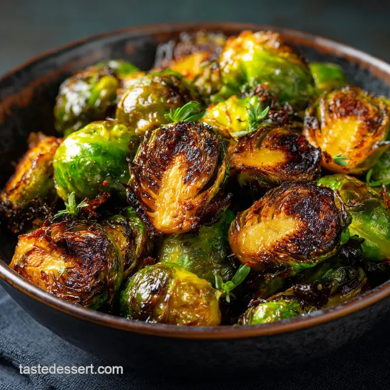 Crispy Air Fryer Brussels Sprouts with Sweet Balsamic Glaze presentation
