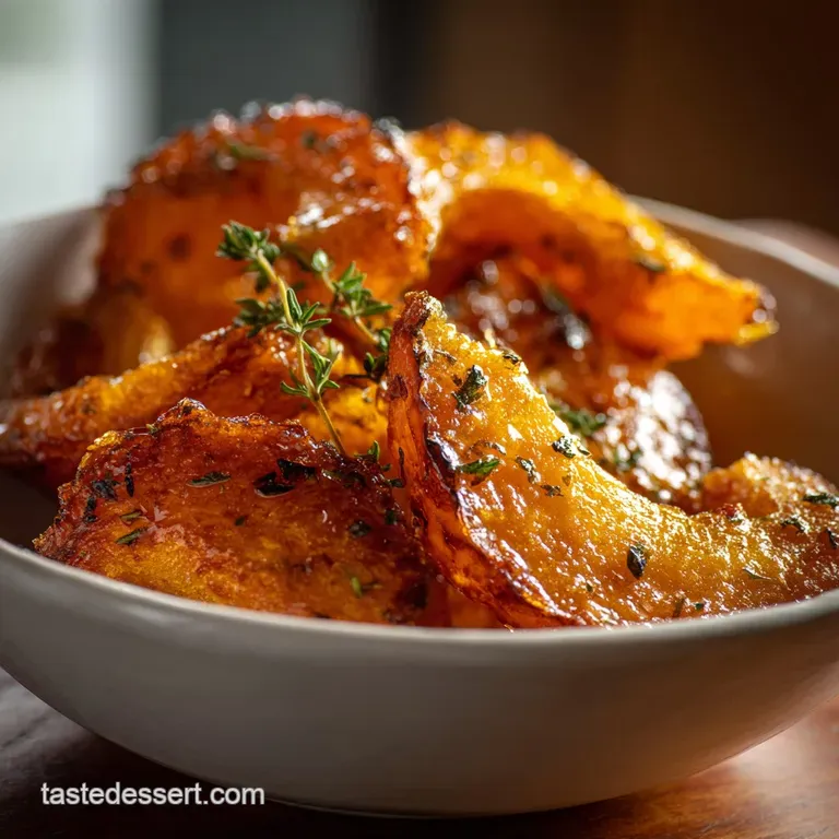 Caramelized Air Fryer Butternut Squash with Toasted Maple and Thyme presentation
