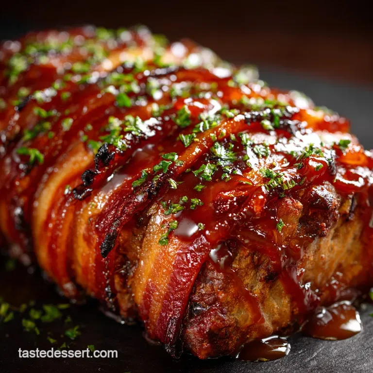 The Sunday Best Baconblanketed Meatloaf with Sticky Glaze presentation