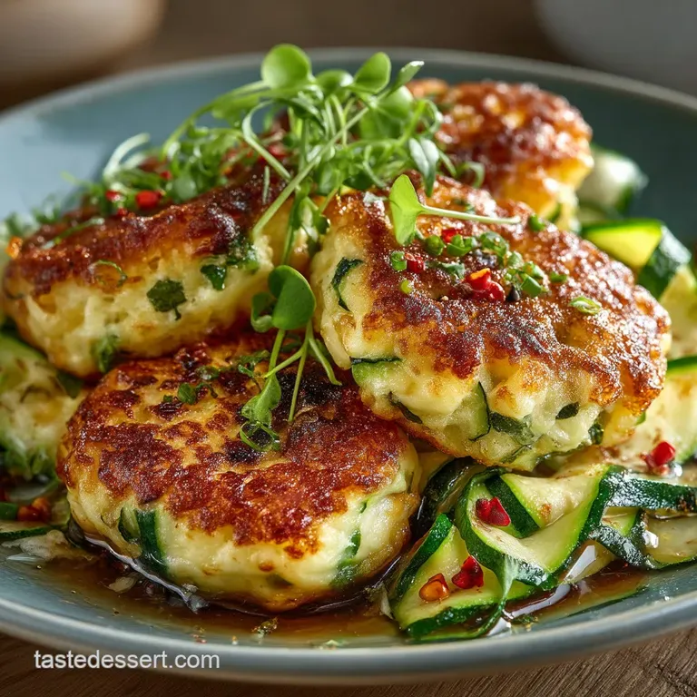 The Great British Zucchini Bake Crispy Halloumi Herb Fritters presentation