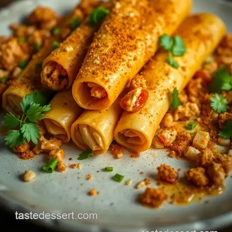 Crispy Chicken Flautas: a Mexican Fiesta presentation
