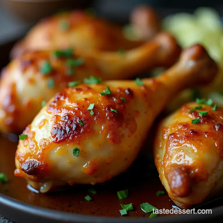 The Ultimate Crispy Skin Garlic and Dijon Glazed Chicken Legs presentation