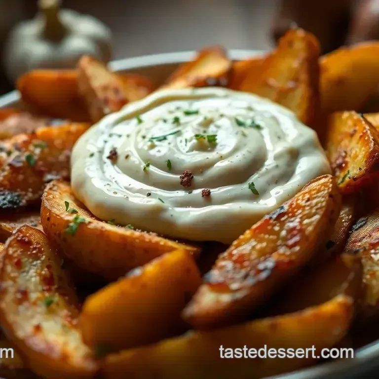 Easy Crispy Potato Kennebec Wedges with Roasted Garlic Aioli