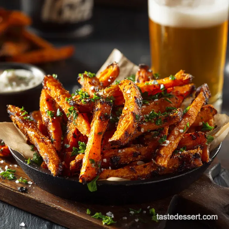 Proper Pubstyle Crispy Baked Sweet Potato Irish Chips Fries presentation