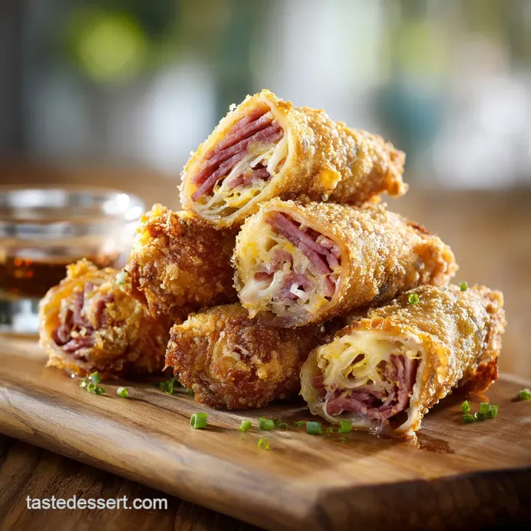 The Great Deli Crossover Crispy Reuben Egg Rolls with Chefs Signature Russian Dip presentation