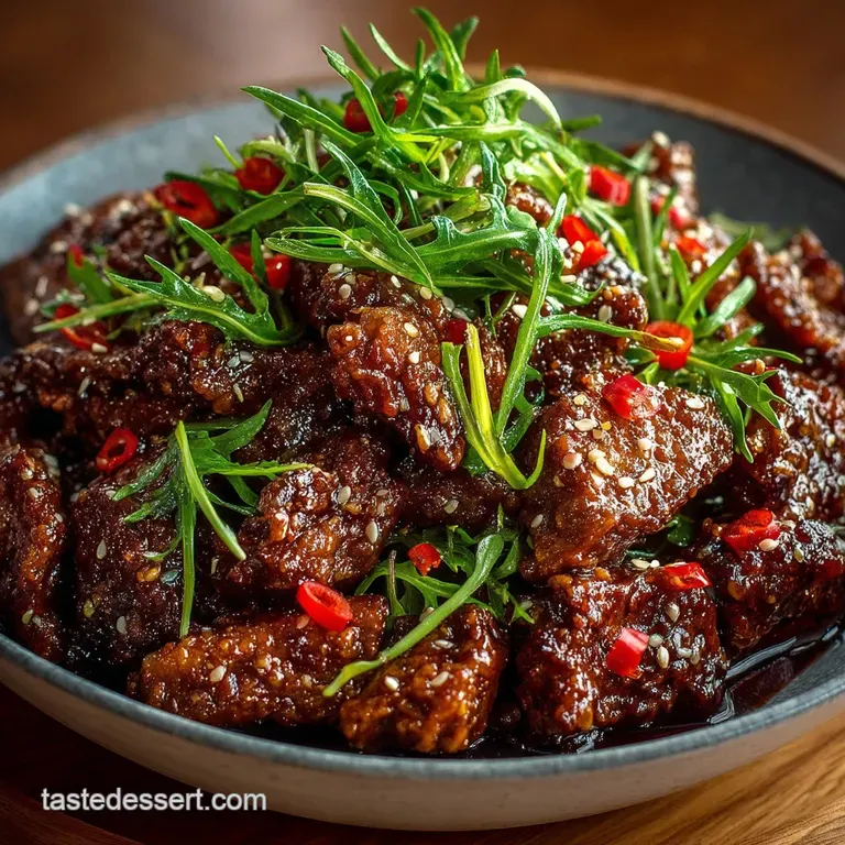 The Ultimate Takeaway Fakeaway Sticky Crispy Mongolian Beef presentation