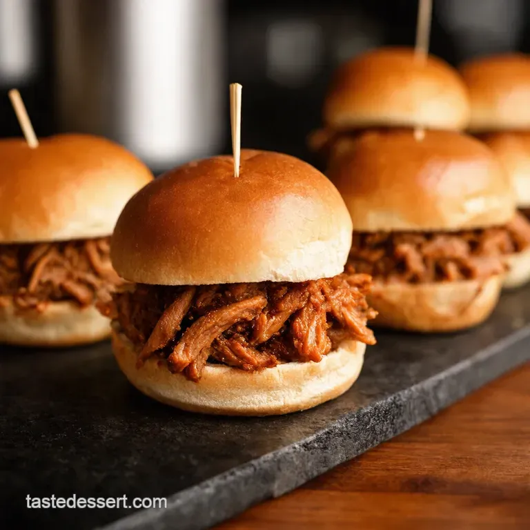 Crock Pot Pulled Pork Sliders with Tangy Apple Slaw presentation