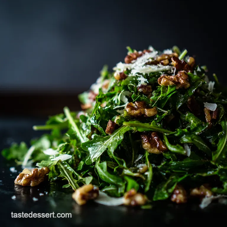 Dandelion Green Toasted Walnut Salad presentation