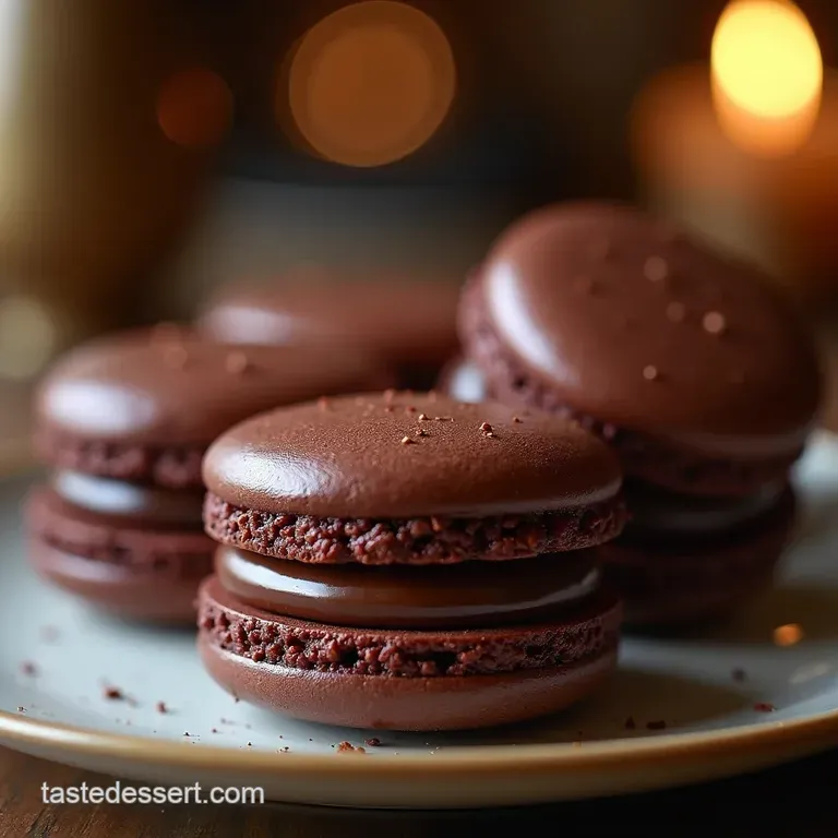 The Velvet Bomb Ultimate Dark Chocolate French Macarons with Ganache Filling presentation