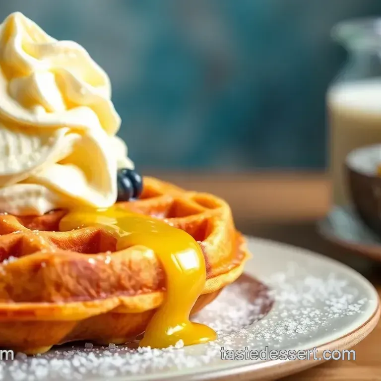 Decadent Belgian Waffles with Whipped Cream and Seasonal Berries