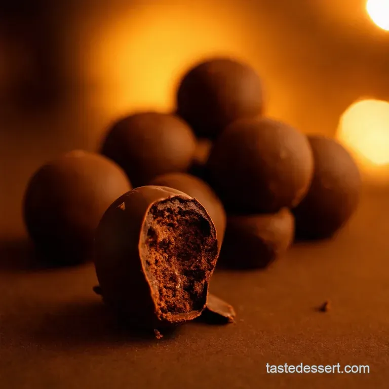 Decadent Chocolate Cake Balls Dipped in White Chocolate presentation