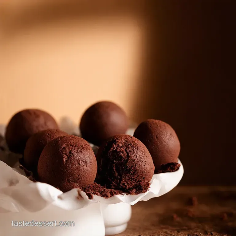 Decadent Chocolate Cake Balls Dipped in White Chocolate