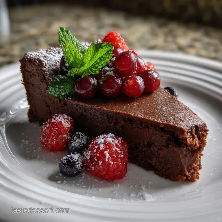 Easy Flourless Chocolate Cake Recipe presentation