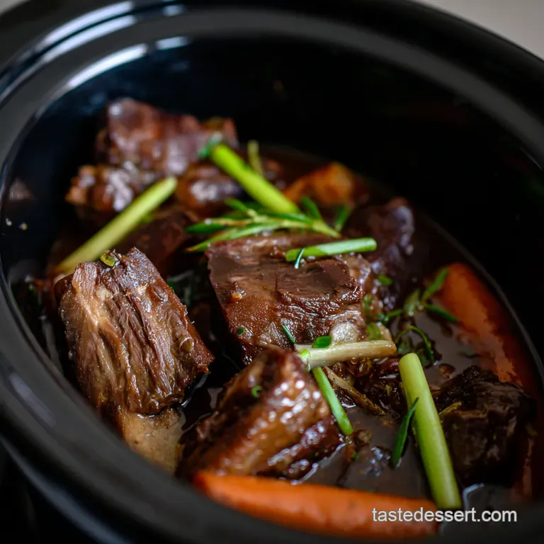 Drunken Short Ribs in Red Wine Slowcooker Style presentation